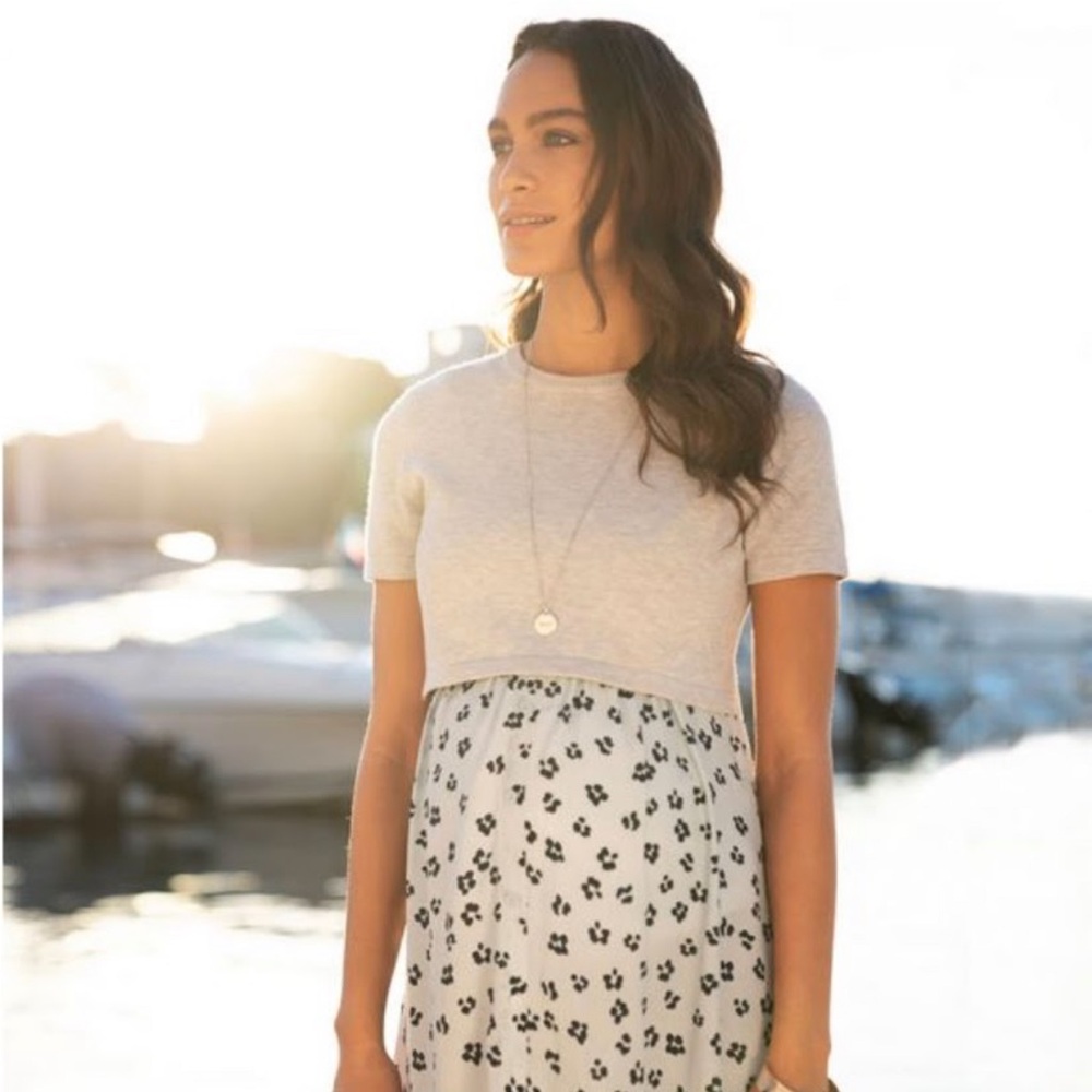Seraphine Blue and Gray Midi A-Line Dress Casual